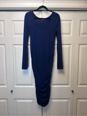Isabella Oliver Long Sleeve Ruched Maternity Dress - Navy Blue